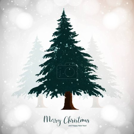 Merry christmas and happy new year greeting card tree on white background