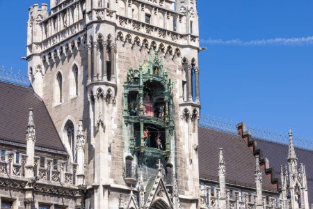 Photo for Munich Germany August 2 2023: Munich, close-up of the carillon in the town hall tower - Royalty Free Image