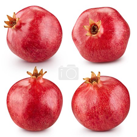 Foto de Pomegranate isolated on white background. Clipping path pomegranate. Pomegranate macro studio photo - Imagen libre de derechos