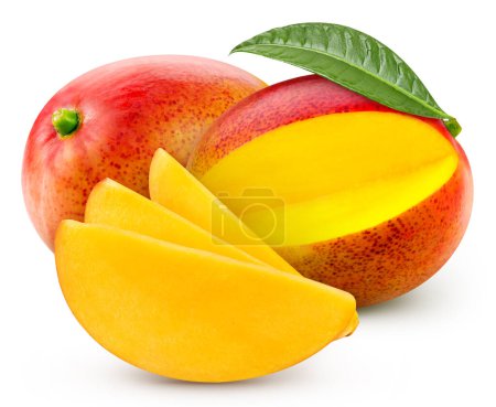 Photo for Mango. Fresh organic mango isolated on white background. Mango macro - Royalty Free Image