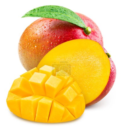 Téléchargez les photos : Mango. Fresh organic mango isolated on white background. Mango macro - en image libre de droit