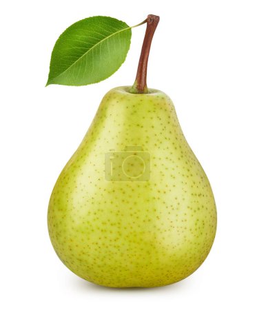Photo for Organic pear isolated on white background. Taste pear with leaf with clipping path - Royalty Free Image