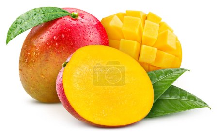 Foto de Mango. Fresh mango isolated on white background. Mango with clipping path - Imagen libre de derechos