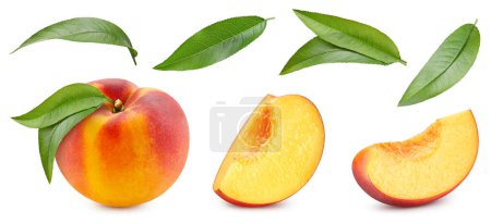 Photo for Peach collection. Peach with clipping path isolated on a white background. Full depth of field - Royalty Free Image