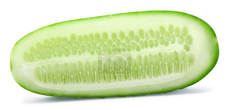 Photo for Cucumber half. Fresh organic cucumber isolated on white background. Cucumber with clipping path - Royalty Free Image