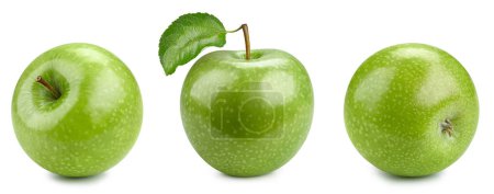 Téléchargez les photos : Chemin de coupe des pommes vertes. Pommes isolées sur fond blanc. Apple studio macro tir - en image libre de droit