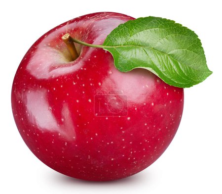 Foto de Hoja de manzana roja aislada sobre un fondo blanco con camino de recorte. manzana roja macro estudio foto - Imagen libre de derechos