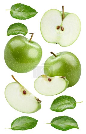 Foto de Manzanas verdes recortando camino. Manzanas aisladas sobre fondo blanco. Apple estudio macro disparo - Imagen libre de derechos