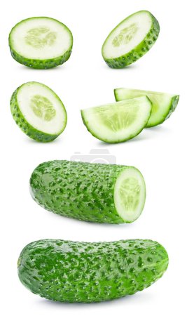 Photo for Cucumber clipping path. Organic fresh cucumber isolated on white. Full depth of field - Royalty Free Image