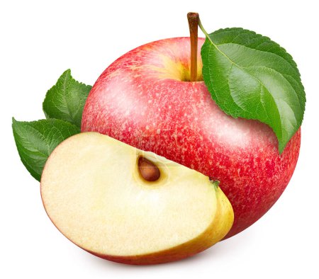 Téléchargez les photos : Chemin de coupe de pomme. Pomme rouge isolée sur blanc. Pomme rouge pleine profondeur de champ - en image libre de droit