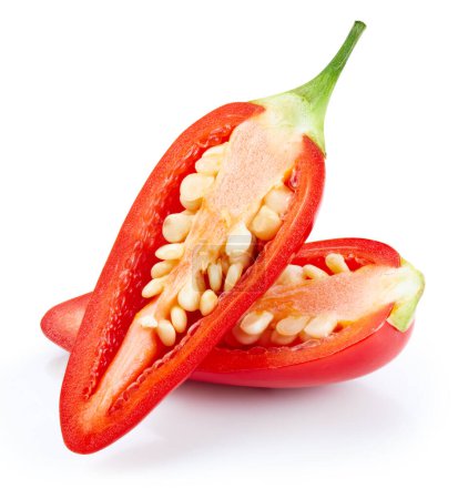 Photo for Chili pepper isolated on a white background. Pepper cut into pieces clipping path - Royalty Free Image