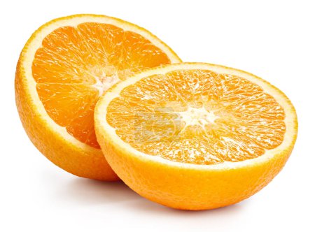 Photo for Orange fruits half isolated on white background. Orange Clipping Path - Royalty Free Image