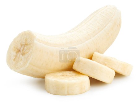 Photo for Banana Isolated with clipping path on a white background. Banana slices fruit. Quality photo for your project. - Royalty Free Image