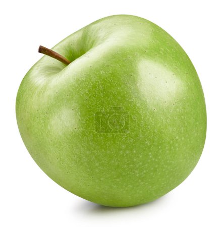 Téléchargez les photos : Chemin de coupe des pommes. Une pomme verte isolée sur fond blanc. - en image libre de droit