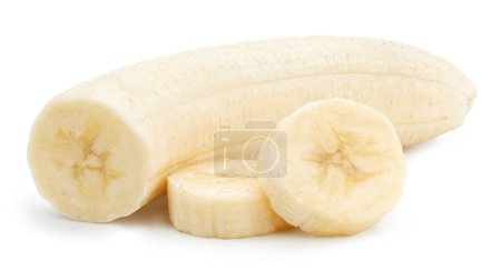 Photo for Banana Isolated with clipping path on a white background. Banana slices fruit. Quality photo for your project. - Royalty Free Image