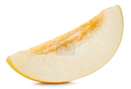 Téléchargez les photos : Melon de galia jaune isolé sur fond blanc. Honeydew melon slice clipping path. - en image libre de droit