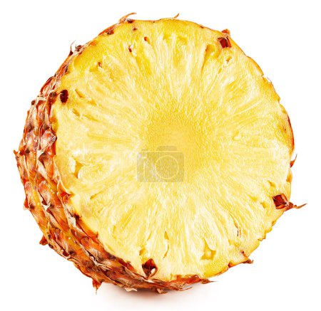 Téléchargez les photos : Ananas à moitié isolé sur fond blanc. Ananas mûr Clipping Path. - en image libre de droit