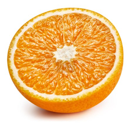 Photo for Orange half isolated on white background. Orange citrus fruit clipping path. Orange macro studio photo - Royalty Free Image