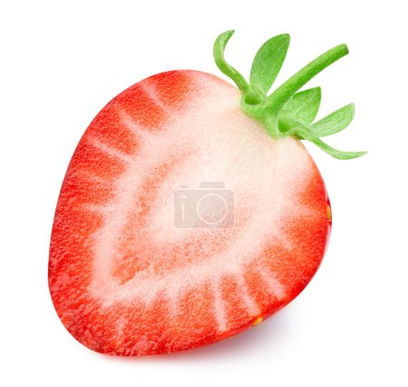 Photo for Strawberry half isolated on white background. Fresh strawberry Clipping Path - Royalty Free Image