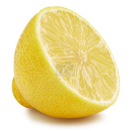 Téléchargez les photos : Citron fruits Clipping Path. Qualité macro photo. Citron à moitié isolé sur fond blanc. - en image libre de droit