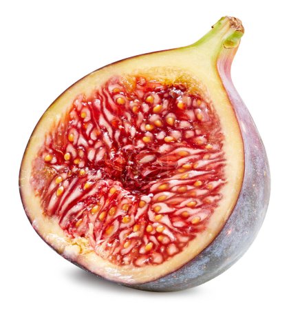 Photo for Fig Clipping Path. Ripe fig macro photo. Juicy fig fruit isolated on white background. - Royalty Free Image