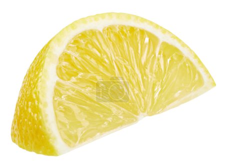 Foto de Corte de limón aislado sobre fondo blanco. Camino de recorte de fruta de limón. Calidad macro foto - Imagen libre de derechos