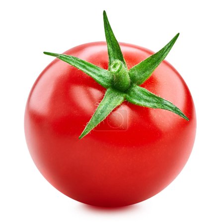 Téléchargez les photos : Une tomate isolée sur fond blanc. Tomate rouge fraîche avec chemin de coupe - en image libre de droit