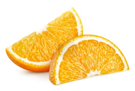 Téléchargez les photos : Une tranche d'orange. Orange biologique fraîche isolée sur fond blanc. Orange avec chemin de coupe - en image libre de droit