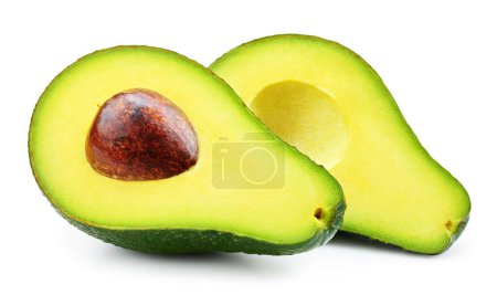 Photo for Avocado half isolated on white background. Ripe fresh green avocado Clipping Path - Royalty Free Image
