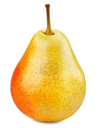 Photo for One fresh pears clipping path. Ripe pears isolated on white background. The best photo pear. - Royalty Free Image