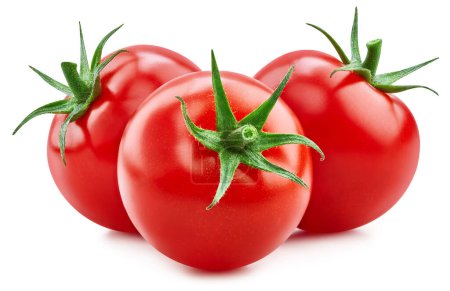 Téléchargez les photos : Tomate isolée sur fond blanc. Trois tomates rouges fraîches avec chemin de coupe - en image libre de droit