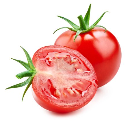 Foto de Tomate aislado sobre fondo blanco. Tomate rojo fresco con ruta de recorte - Imagen libre de derechos
