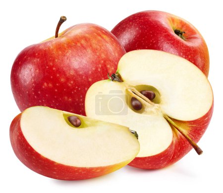 Foto de Manzanas rojas aisladas sobre fondo blanco. Manzanas maduras frescas Recorte Camino
. - Imagen libre de derechos