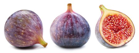 Photo for Figs isolated on white. Ripe fresh fig half Clipping Path. Figs collection - Royalty Free Image