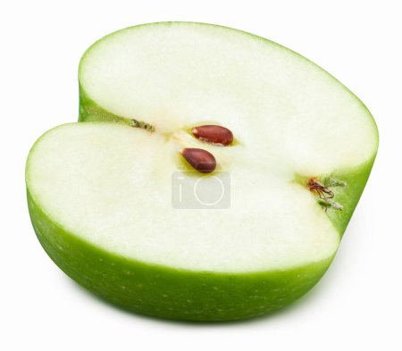 Photo for Closeup of green apple half isolated on white. Ripe fresh apples Clipping Path - Royalty Free Image