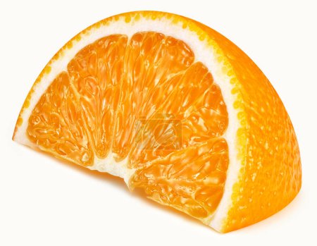 Photo for Orange slice isolated on white background. Orange citrus fruit clipping path. Orange macro studio photo - Royalty Free Image