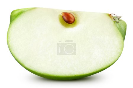 Foto de Rodajas de manzana verde aisladas sobre fondo blanco. Manzanas maduras frescas Recorte Camino - Imagen libre de derechos