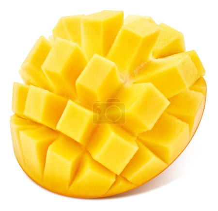 Photo for Sliced mango fruit isolated on white background. Mango clipping path - Royalty Free Image