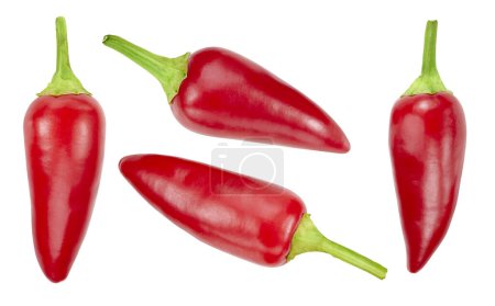 Photo for Collection chili pepper. Red chili pepper with clipping path isolated on a white background. Fresh organic chili pepper. Full depth of field - Royalty Free Image