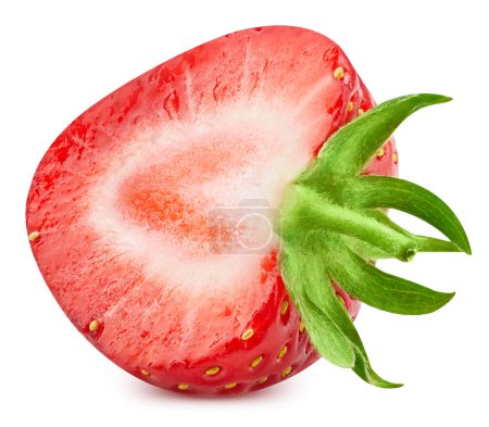 Photo for Strawberry isolated on white background. Strawberry half clipping path. Strawberry macro photo - Royalty Free Image