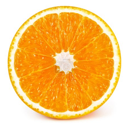 Téléchargez les photos : La moitié de l'orange isolé sur fond blanc. Coupe transversale jus d'orange - en image libre de droit