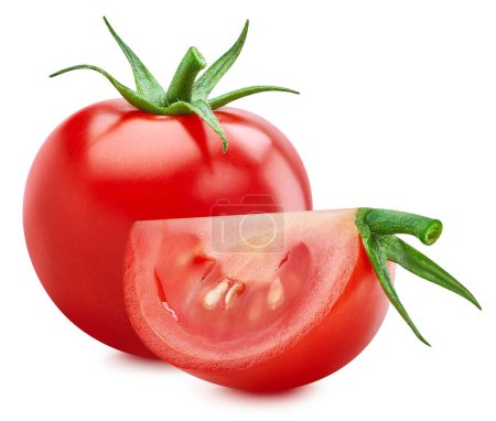 Foto de Vegetales de tomate aislados sobre fondo blanco. Tomate ecológico con ruta de recorte - Imagen libre de derechos