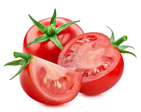 Photo for Tomato clipping path. Organic fresh tomato isolated on white. Full depth of field - Royalty Free Image