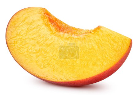 Photo for Organic peach isolated on white. Fresh slice peach . Full depth of field. - Royalty Free Image