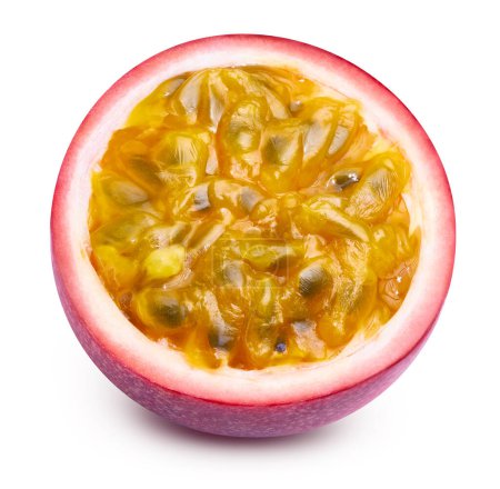 Photo for Passion fruit half isolated. Passionfruit half of maracuya isolated on white background. Passion Clipping path - Royalty Free Image