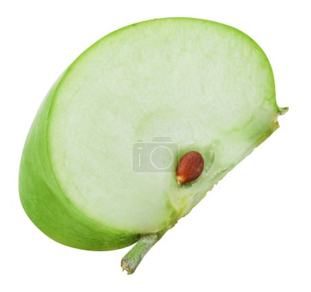 Foto de Rodajas de manzana verde aisladas sobre fondo blanco. Manzanas maduras frescas recorte de palmaditas - Imagen libre de derechos