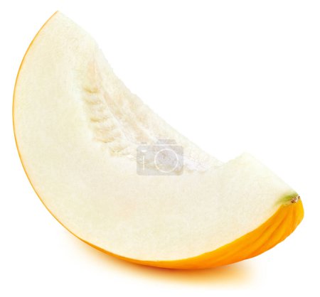Téléchargez les photos : Tranche de melon Mantaloupe isolée sur fond blanc. Melon Clipping Path - en image libre de droit