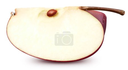 Foto de Primer plano de rodajas de manzana roja aisladas en blanco. Manzanas maduras frescas Recorte Camino - Imagen libre de derechos