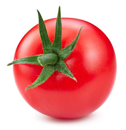 Foto de Tomate fresco aislado sobre fondo blanco. Camino de recorte de tomate. Tomate orgánico fresco. Profundidad total del campo - Imagen libre de derechos
