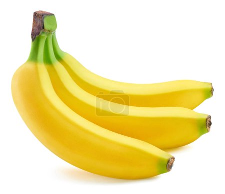 Frische Bananenfrüchte isoliert auf weißem Hintergrund. Bananenschneideweg. Frische Bio-Banane. Volle Schärfentiefe